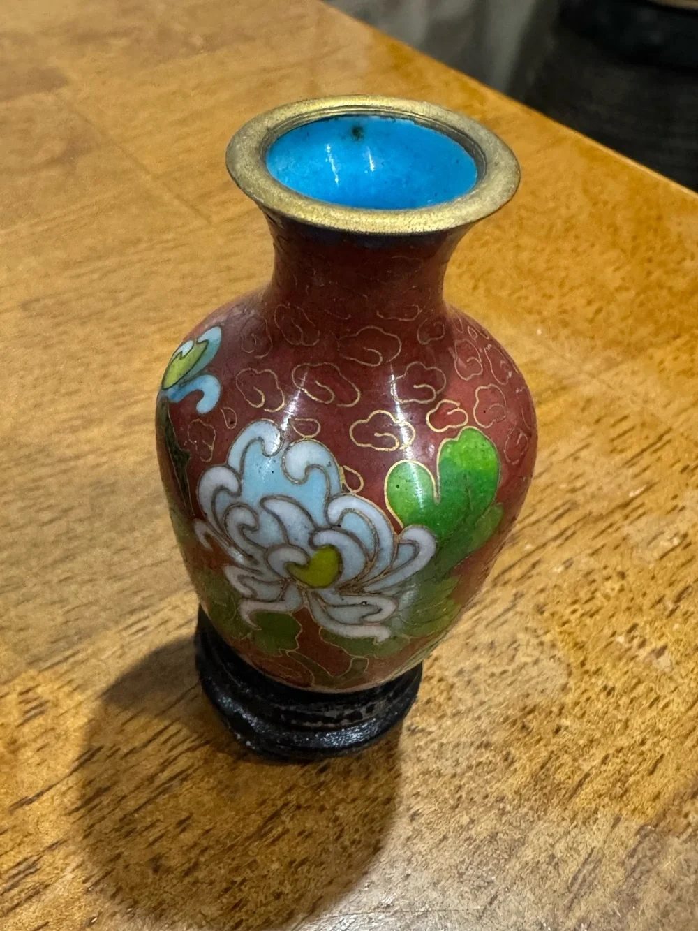 Set of Vintage 3 Mini Chinese Cloisonné Vases